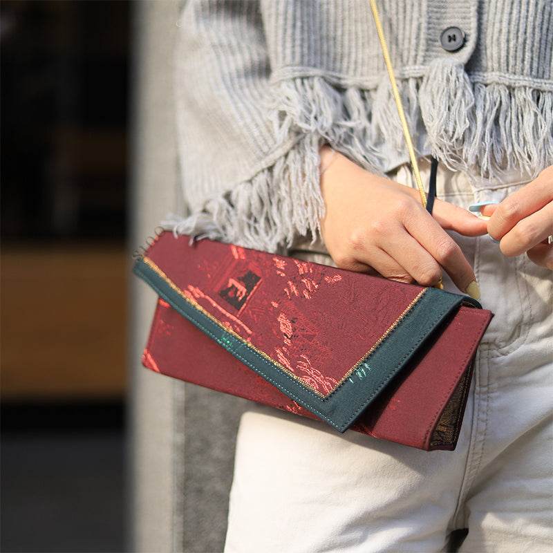 Ultra-Light Envelope Clutch Handbag in Recycled Fabric with Hualuo Silk 216g - SinoCultural -- GD1202