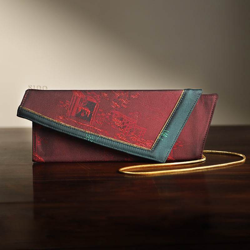 Ultra-Light Envelope Clutch Handbag in Recycled Fabric with Hualuo Silk 216g - SinoCultural -- GD1202
