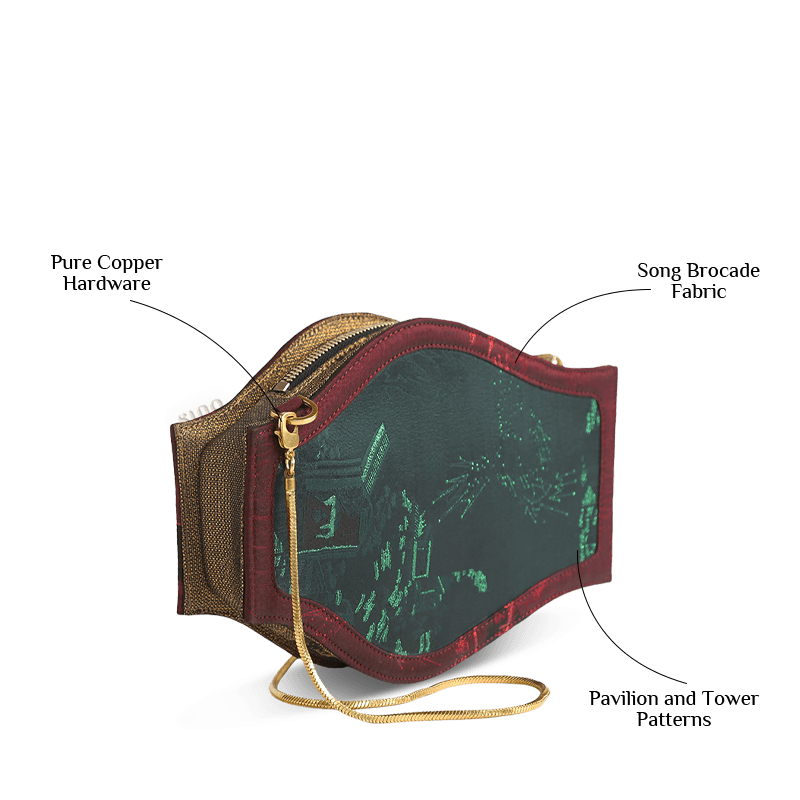 Ultra-Light Water Bottle-Shaped Song Brocade Vintage Style Crossbody Bag 164g - SinoCultural -- GD1204