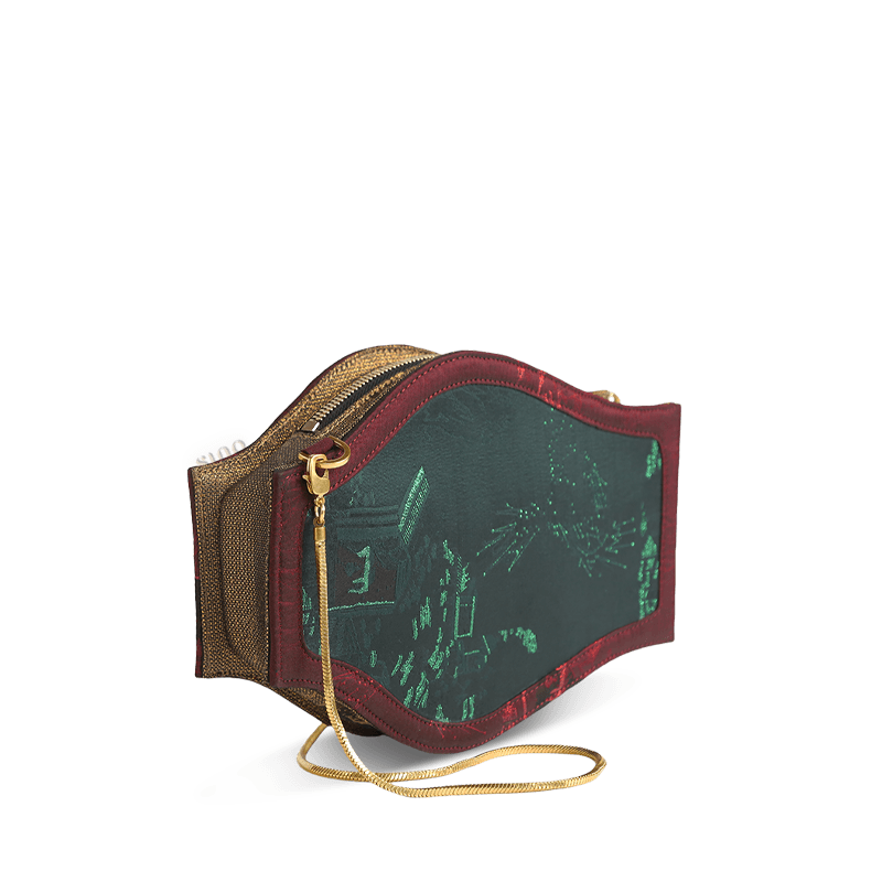 Ultra-Light Water Bottle-Shaped Song Brocade Vintage Style Crossbody Bag 164g - SinoCultural -- GD1204
