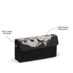 Ultra-Light Loong Silk Embroidery Black Evening Bag Recycled Fabric 154g - SinoCultural -- GD1207