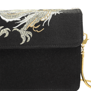 Ultra-Light Loong Silk Embroidery Black Evening Bag Recycled Fabric 154g - SinoCultural -- GD1207