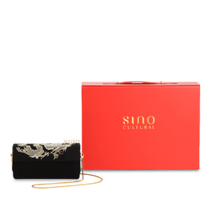 Ultra-Light Loong Silk Embroidery Black Evening Bag Recycled Fabric 154g - SinoCultural -- GD1207