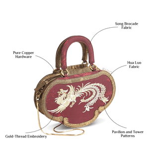 Ultra-Light Ruyi Phoenix Embroidery Handbag Recycled Fabric with Hualuo Silk 205g - SinoCultural -- GD1212