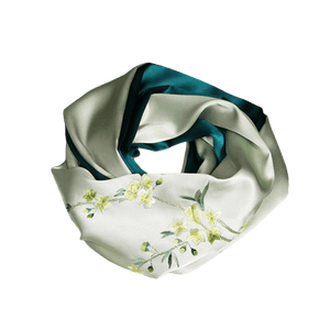Handcrafted Embroidery Silk Scarf Luxurious 16 Momme Design 155x35cm - SinoCultural -- HYFSJ001-2