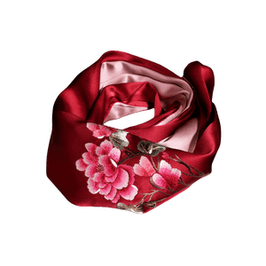 Handcrafted Suzhou Embroidery 100% Mulberry Silk Scarf 155x35 cm - SinoCultural -- HYFSJ006-1