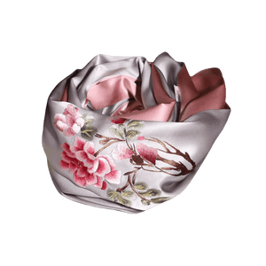 Handcrafted Suzhou Embroidery 100% Mulberry Silk Scarf 155x35 cm - SinoCultural -- HYFSJ006-1