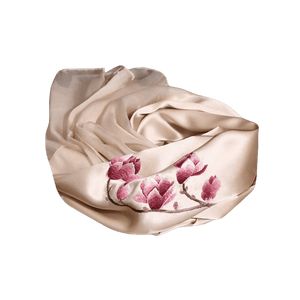 Suzhou Embroidery 100% Mulberry Silk Scarf for Autumn 190x65cm - SinoCultural -- HYFSJ007-1