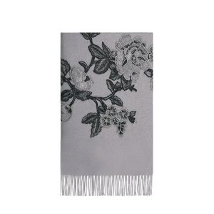Handcrafted Su Embroidery Cashmere Scarf Premium Quality 200x60cm - SinoCultural -- HYFSJ012-1