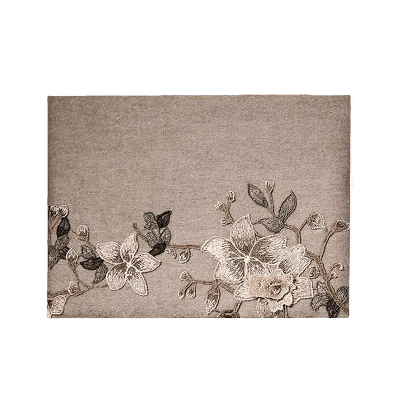 Handcrafted Su Embroidery Cashmere Scarf Premium Quality 200x60cm - SinoCultural -- HYFSJ012-1