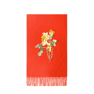 Handcrafted Su Embroidery Cashmere Scarf Warm Winter 200x70cm - SinoCultural -- HYFSJ022-2