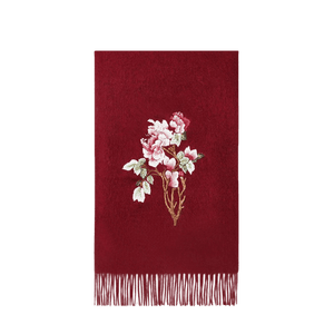 Handcrafted Su Embroidery Cashmere Scarf Warm Winter 200x70cm - SinoCultural -- HYFSJ022-2