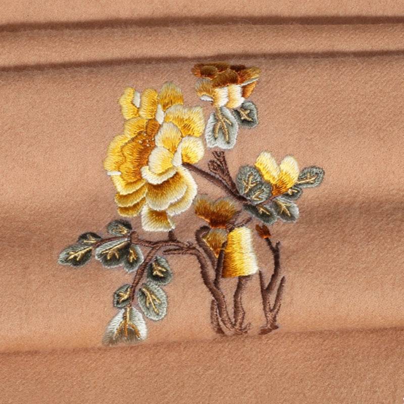 Handcrafted Su Embroidery Cashmere Scarf Warm Winter 200x70cm - SinoCultural -- HYFSJ022-2