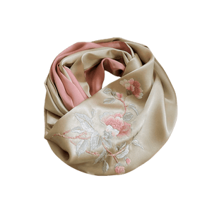 Handcrafted Suzhou Embroidery 100% Mulberry Silk Scarf 155x35cm - SinoCultural -- HYFSJ023A01