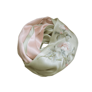 Handcrafted Suzhou Embroidery 100% Mulberry Silk Scarf 155x35cm - SinoCultural -- HYFSJ023A01