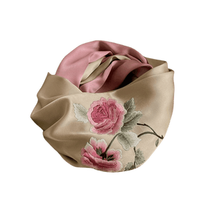 Handmade Su Embroidery 16 Momme Silk Scarf Peony 155x35cm - SinoCultural -- HYFSJ024