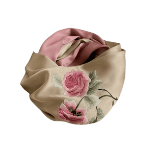 Handmade Su Embroidery 16 Momme Silk Scarf Peony 155x35cm - SinoCultural -- HYFSJ027A02