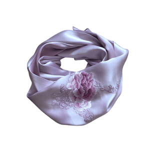 Handmade Su Embroidery 16 Momme Silk Scarf Peony 155x35cm - SinoCultural -- HYFSJ032A01