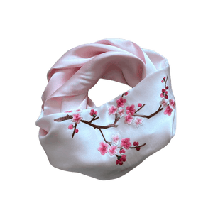 Handmade Su Embroidery 16 Momme Silk Scarf 155x35cm - SinoCultural -- HYFSJ034A01
