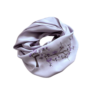 Handmade Su Embroidery 16 Momme Silk Scarf 155x35cm - SinoCultural -- HYFSJ034A01