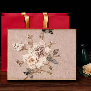 Embroidery 100% Pure Cashmere Scarf Gardenia 200x60 cm - SinoCultural -- HYFSJ037