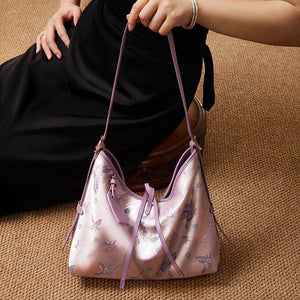 Handcraft Brocade Jacquard Purple Large-Capacity Chinoiserie Tote Bag - SinoCultural -- P27060604-1