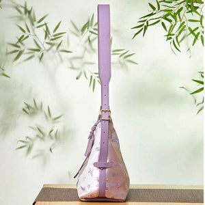 Handcraft Brocade Jacquard Purple Large-Capacity Chinoiserie Tote Bag - SinoCultural -- P27060604-1