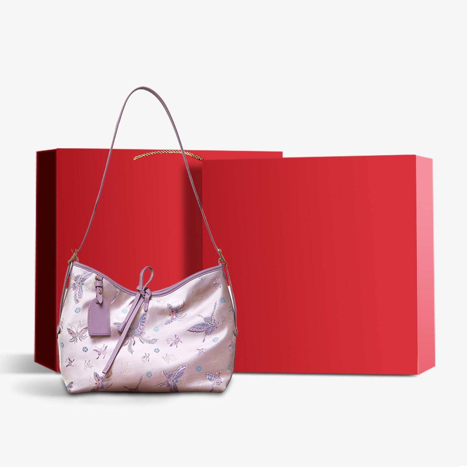Handcraft Brocade Jacquard Purple Large-Capacity Chinoiserie Tote Bag - SinoCultural -- P27060604-1