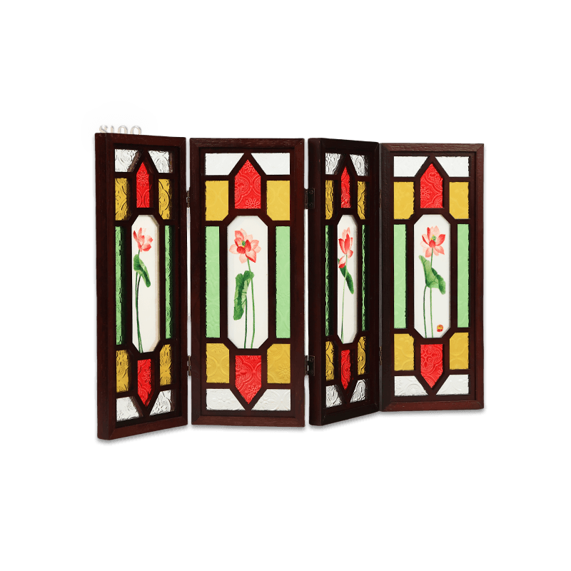 Handcrafted Embroidery Lotus Blossom Cantonese Mansion Window Ornament - SinoCultural -- BXL06WCS174A03