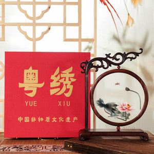 Handcrafted Embroidery Lotus High-End Decorative Tabletop Decoration - SinoCultural -- JZSX002A10