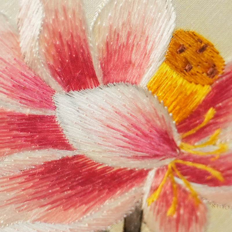 Handcrafted Embroidery Lotus High-End Decorative Tabletop Decoration - SinoCultural -- JZSX002A10