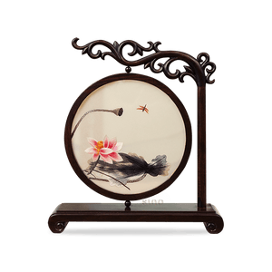 Handcrafted Embroidery Lotus High-End Decorative Tabletop Decoration - SinoCultural -- JZSX002A10