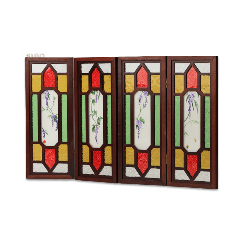 Handcrafted Embroidery Wisteria Cantonese Mansion Window Ornament - SinoCultural -- BXL06WCS174A04