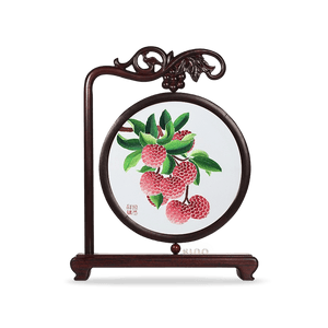 Handcrafted Mulberry Silk Lychee Double-Sided Embroidery Tabletop Decoration - SinoCultural -- JZSX001A05