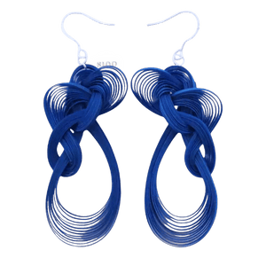 Handmade Klein Blue Dangle Earrings - Chinoiserie Bamboo Hoop Gift - SinoCultural -- ZBXK-A1-0240