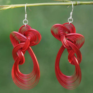 Handmade Klein Blue Dangle Earrings - Chinoiserie Bamboo Hoop Gift - SinoCultural -- ZBXK-A1-0240