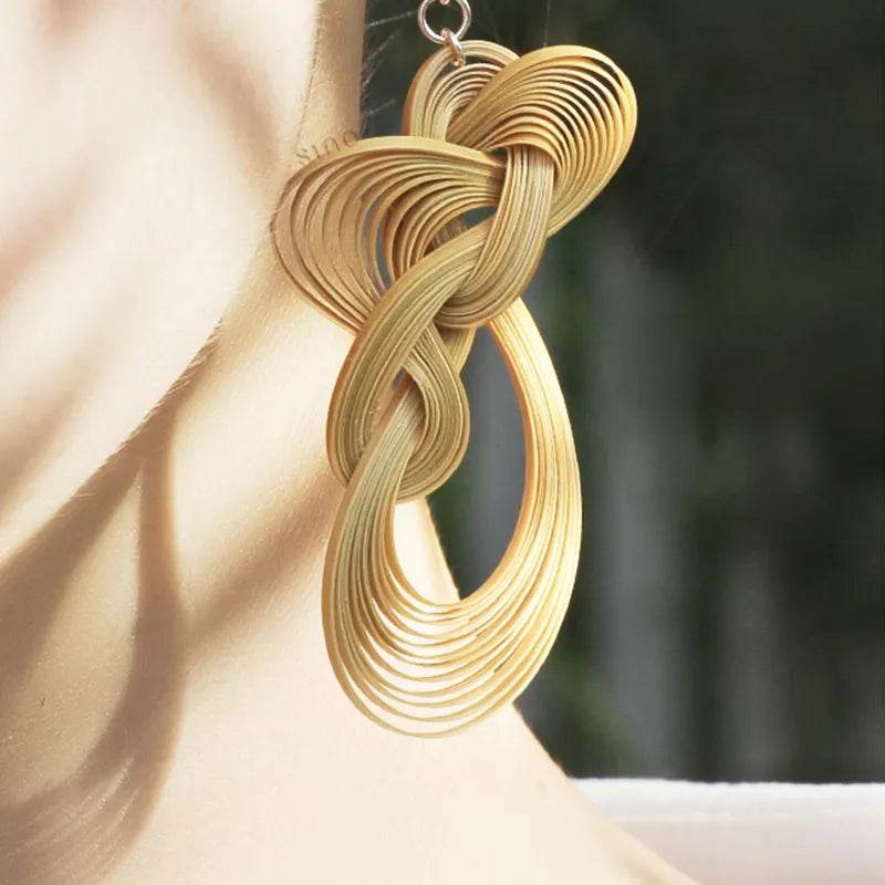 Handmade Klein Blue Dangle Earrings - Chinoiserie Bamboo Hoop Gift - SinoCultural -- ZBXK-A1-0240