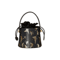 Brocade Black Bucket Bag Designer Butterfly Handbag - SinoCultural -- JD170618-1