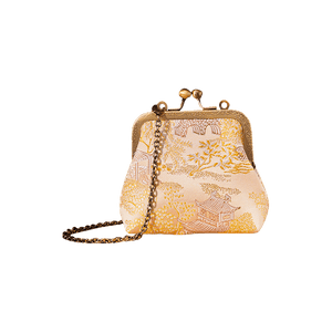 Jacquard Brocade Retro Gold Mini Coin Purse Wallet - SinoCultural -- JD570602Y