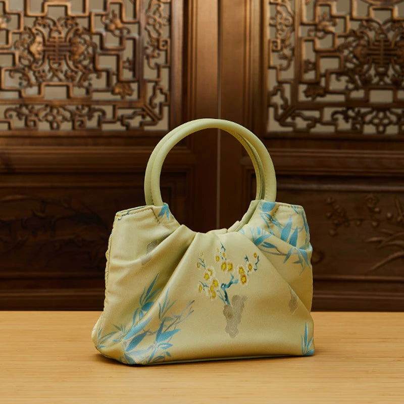 Jacquard Mulberry Silk Fresh Crossbody Handbag - SinoCultural -- P270617-1