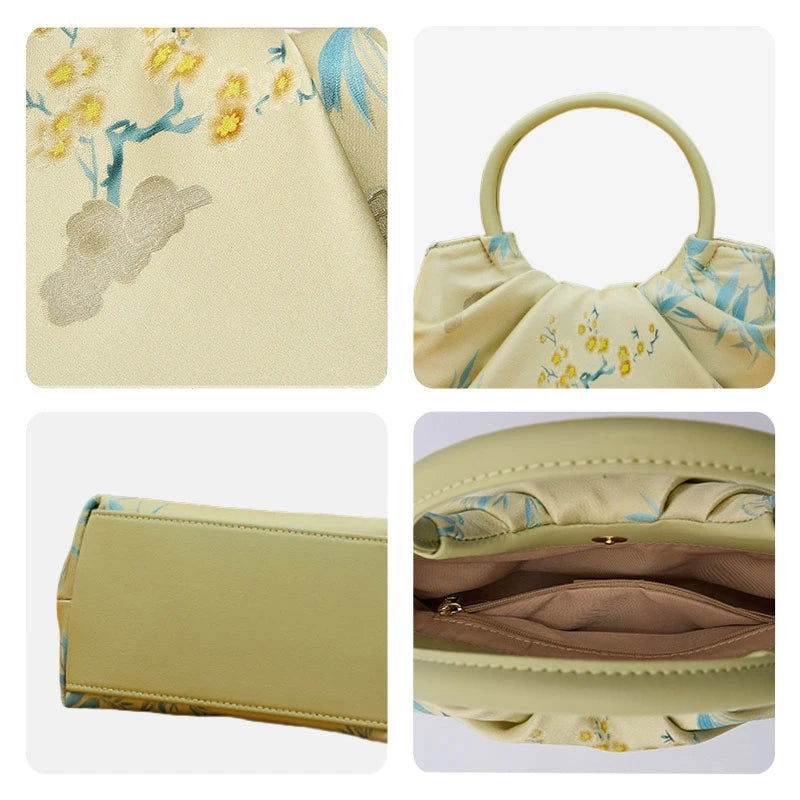 Jacquard Mulberry Silk Fresh Crossbody Handbag - SinoCultural -- P270617-1
