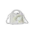 Printed Jacquard Lotus Gray Drawstring Bucket Bag - SinoCultural -- LD120670-1