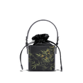Xiangyunsha Silk Black Bamboo Print Mini Cube Bucket Bag - SinoCultural -- LD170613
