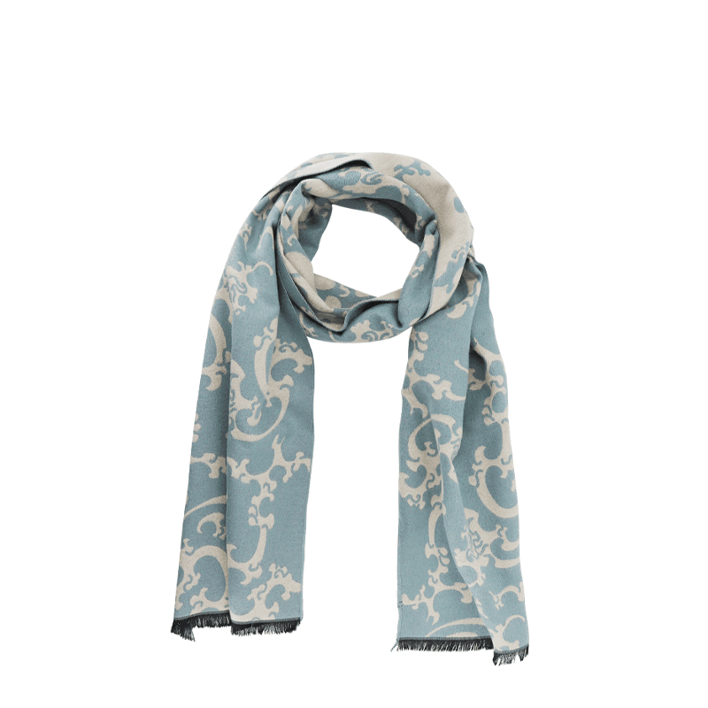 Luxurious Silk Velvet Autumn-Winter Scarf Cloud Pattern 30x180cm - SinoCultural -- LS042-1