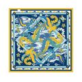 14 Momme Mulberry Silk Square Scarf Phoenix Crown 63x63cm - SinoCultural -- LS045