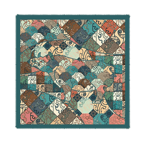 Vintage Silk and Wool Scarf Cloud Pattern 87x87cm & 100x100cm - SinoCultural -- LS058-2