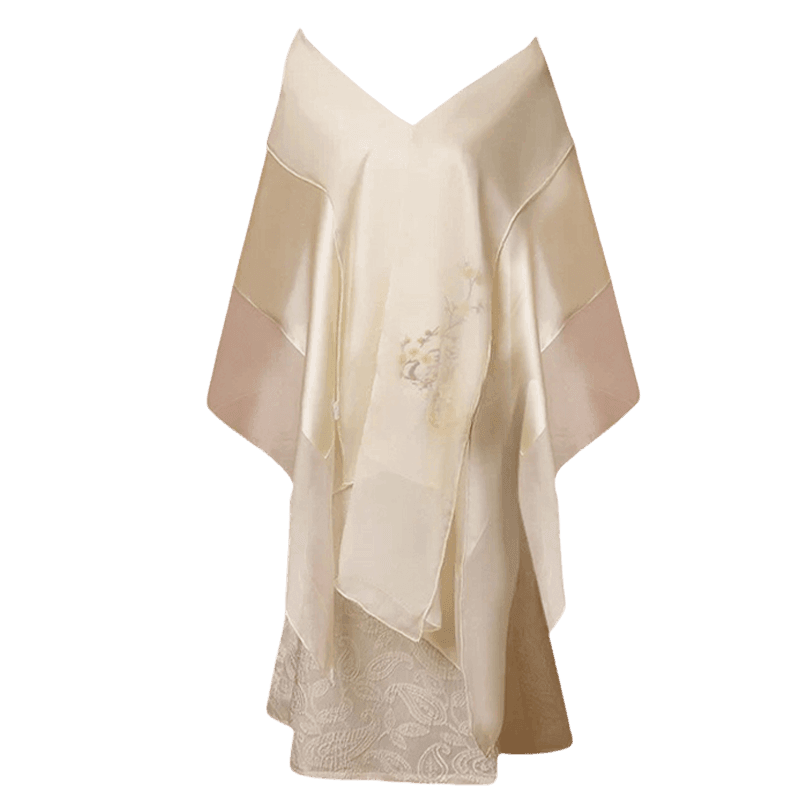 Handcrafted Su Embroidery 16 Momme Silk Scarf Shawl 190x65cm - SinoCultural -- LS062-2