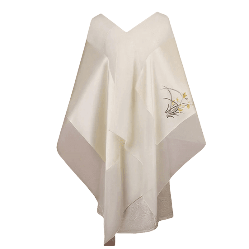 Handcrafted Su Embroidery 16 Momme Silk Scarf Shawl 190x65cm - SinoCultural -- LS062-2