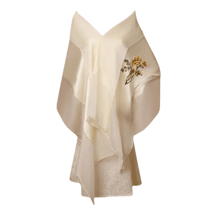 Handcrafted Su Embroidery 16 Momme Silk Scarf Shawl 190x65cm - SinoCultural -- LS062-2