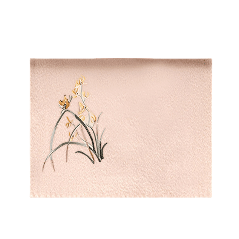Handcrafted Embroidery Premium 100% Wool Cashmere Scarf Orchid 180x30cm - SinoCultural -- LS064